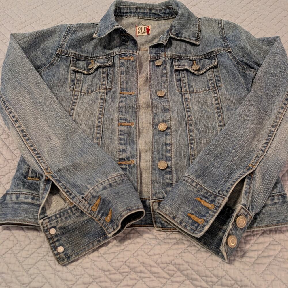 Old Navy Blue Jean Jacket Women's Size S Medium Wash Slight Damage (0156)